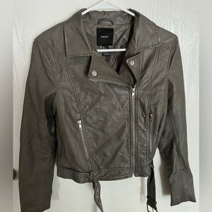 muted grey leather jacket